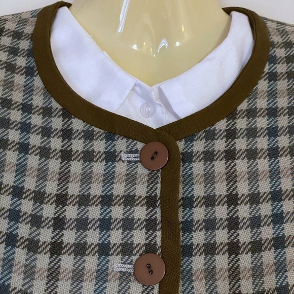 1980s ALFRED SUNG 🇨🇦 fully-lined wool plaid Chanel-style blazer, size 8 - Picture 4 of 13